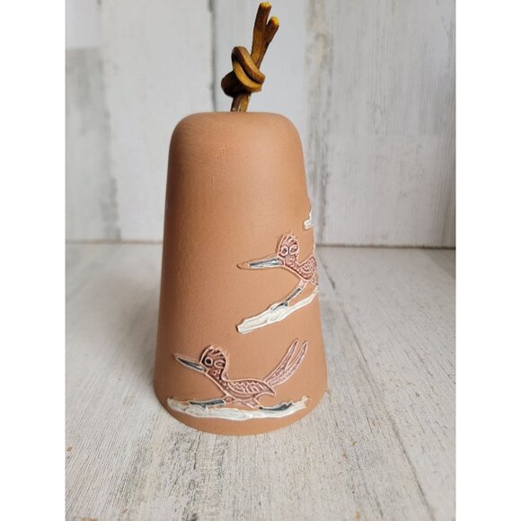 Vintage roadrunner pottery clay chime bell bird southwestern wood pecker decor - Picture 2 of 8